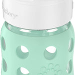 Lifefactory 8-Ounce Wide Neck Glass Baby Bottle with Protective Silicone Sleeve and Pivot Straw Cap, Mint (LG2241WMI4)