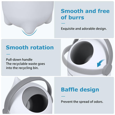 Grebest Diaper Pail with Airtight Lid, Odorless Diaper Bin, 15 Liter/4 Gallon Nursery Trash Can, Holds Up to 16 Diapers, Easy to Clean, Portable Plastic Trash Can for Baby White