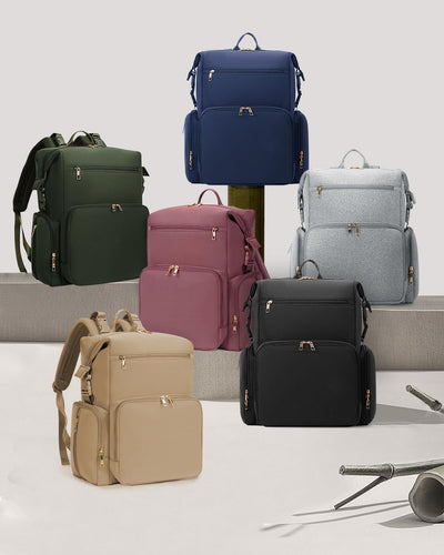 CEI-CEI Neoprene Diaper bag Backpack Waterproof Baby Changing Bags for Mom and Dad with Changing Pad Large Travel Maternity Tote with Insulated Pockets and Organised Compartments (Oat)