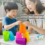 Vinciph Interactive Color Stacking Cup Game Set - Cognitive Training & Family Interactive Activity with 6 Cups & 54 Challenge Cards (Family Edition D)