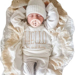 Ylsteed Newborn Baby Boy Girl Clothes Outfits Long Sleeve Romper Bodysuit Baby Shower Coming Home Outfit Shirt+Pants+Hat