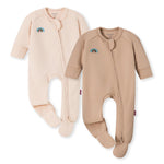 Momcozy Baby Pajamas Onesie for Boys & Girls, 0-24M, Temp-Sensing 2-Way Zipper Sleepers, Footed Rompers, 2-Pack for Newborns & Toddlers