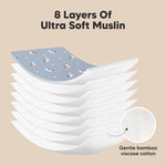 5-Pack Muslin Burp Cloths Baby Boy, Girl - Very Absorbent Baby Burp Cloth Rags, 8-Layers Viscose Derived from Bamboo Cotton Muslin Towel, Super Soft Spit Up Rags, No Shrink Washcloths (Pets & Paws)