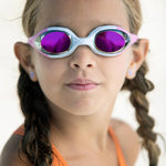 Arena Unisex Youth Spider Junior Swim Goggles Girls and Boys Ages 6 to 12 Anti-Fog Mirror Lens Easy to Adjust Strap No Leak, White/Pink/Fuchsia