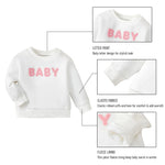 SOBOWO Pink Sweatshirt Toddler Baby Girl Sweatshirt White Fleece Letter Print Long Sleeve Pullover Hoodie Tops Fall Winter Clothes(Pink/White, 12-18 Months)