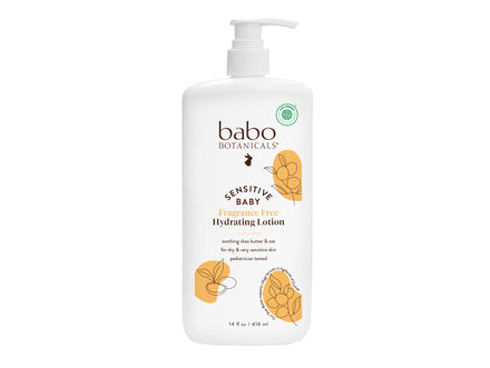 Babo Botanicals Sensitive Baby Hydrating Lotion bottle on a white background