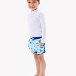 RuffleButts UPF50+ Sun Protective Unisex Long Sleeve Full Zip Rash Guard - White, 3-6m