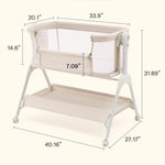 HARPPA Cuddly Baby Bassinet Bedside Sleeper, 3 in 1 Rocking Bassinet with Mattress and Soft Cover, Full Mesh Sides, 5 Height Adjustable with Wheels for Newborns, Beige