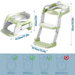 3-in-1 Baby Potty Training Seat with 2 Step Ladder, Splash Guard Anti-Slip Pad, Height Adjustable Toddler Toilet Seat with Soft Cushion for Kids Boys Girls(Green)