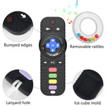 Fu Store Silicone Baby Teether Toys for 0-12 Momths 3-24 Months Infant Toddlers TV Remote Control Rattle Teethers for Babies Chew Toys Teething Relief Soothe Babies Gums, Black