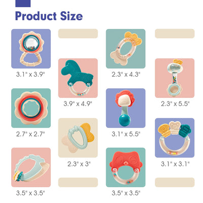 hahaland Baby Toys 0-6 Months - Baby Teething Toys for Babies 0-6 Months - Infant Baby Toys 6-12 Months - Rattles Teethers for Babies 0-3-6-12 Months - Baby Boy Girl Shower Gifts Stocking Stuffers
