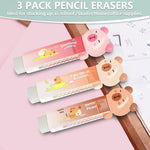 4Pcs Cute Capybara Retractable Eraser and Capybara Pencil Sharpener,Capybara Cute Birthday Christmas Gifts Set for Kawaii Office School Home Supplies