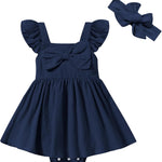 DREAM BUS Newborn One-piece Romper Dress Infant Ruffle Sleeveless Bodysuit with Headband Baby Clothes Baby Girl Jumpsuits
