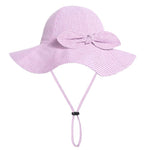 Baby Girl Sun Hat with UPF 50+ Outdoor Adjustable Beach Hat with Wide Brim Bucket Hats (12-24 Months,Purple-Stripe 1pcs)