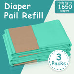 Refill Diaper Pail Bags - 3 Pack for 1650 Diapers, Talcum Powder Scent, Compatible with DEKOR Classic Trash Can, Extra Thick for Leak Protection