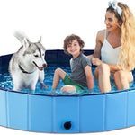 Jasonwell Foldable Dog Pet Bath Pool Collapsible Dog Pet Pool Bathing Tub Kiddie Pool Doggie Wading Pool for Puppy Small Medium Large Dogs Cats and Kids 63" Blue