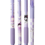 Edu Fun Erasable Pens Black Ink Gel Pen with Eraser Clear, Cute Pen for Girls and Boys,0.5mm Fine Point, Smooth Writing for Note Taking Marking Planner Crossword Puzzles (Purple)