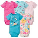 Gerber Baby Girls 4-Pack Short Sleeve Onesies Bodysuits (5 Pc So Loved, 0-3 Months)