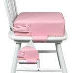 Booster Seat for Kitchen Chair (PU Material),Toddler Booster Seats for Dining Table Portable for Travel Camping Eating Double Safe Straps Non-Slip Bottom (Pink)