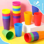 Potchen 54 Pieces Kids Plastic Cups 8.5 oz Reusable Drinking Cups Stackable Plastic Tumblers Colorful Water Glasses for Kids Toddler Baby Children Adults (Multicolor)