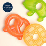 Itzy Ritzy Water-Filled Teethers - Cold Cutie Coolers Textured On Both Sides to Massage Sore Gums & Emerging Teeth - Can Be Chilled in Refrigerator, Set of 3 Silly Foods Teethers