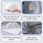 Maternity Pillow for Side Sleeping - Detachable Belly & Back Support Pillow with Cooling Breathable Fabric, Adjustable Firmness, 100% New Safe Filling for Pregnant Women(Grey)
