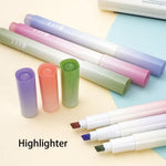 MOZXIRZ 6 Pcs Cute Pink Stationery Set Kawaii School Supplies Office Supplies Women Girls Stationery Kit Including Ballpoint Pens Pencil Highlighter Correction Tape Ruler Eraser (Purple)