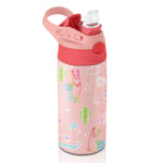12oz Alpaca Kids Water Bottle, Cartoon Water Bottle for School, Pink Kids Insulated Bottles with Straw & Handle, Leak-Proof, BPA-free, Straw Lid, Stainless Steel for Travel Gift Cup for Girls(1pc)