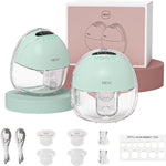 NCVI Hands-Free Breast Pump, Wearable Breastfeeding Pump with 300mmHg Strong Suction, 1400mAh Long Battery, Ultra-Quiet Portable Electric Pump with 4 Modes & 9 Levels, 19/21/24mm, 2-Pack, White