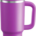 40 oz Tumbler with Handle and Straw: Stainless Steel Insulated Tumbler Keeps Cold for 24 Hours, Leakproof Travel Cup Fits in Cup Holder and BPA-Free, Cotton Candy