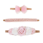 cherrboll Baby Girl Nylon Headbands, 3Pcs Handmade Floral Hair Bows, Stretchy Flower Hairbands for Newborns Infants Toddlers Christmas