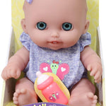 JC Toys Lil Cutesies 8.5" All Vinyl Baby Doll | Posable and Washable | Removable Outfit | Lulu- Blue Eyes Ages 2+