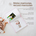 Pearhead Baby Memory Book, First 5 Years Baby Milestone Book, Pregnancy Journal, Gender Neutral Newborn Keepsake, With Clean-Touch Ink Pad For Baby's Handprint or Footprint, Pink Chevron