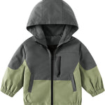 Volunboy Toddler Boys Windbreaker Casual Outerwear Kids Lightweight Zip Hooded Jacket Baby Cute Dust Coat