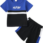 Kucnuzki 2T Boys Clothes Toddler Little Boy Clothes Short Sleeve T-Shirt Tops Blue Shorts Set 2PC Toddler Boys Summer Outfits 2-3T Childrens Boys Clothes