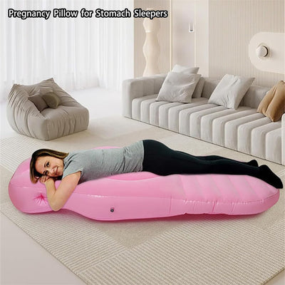 LONGLUAN TummyNest - Pregnancy Mattress, Inflatable Pregnancy Pillow, Pregnancy Mattress with Hole, The Best Gestation Pool Float for Sleeping Prone, Comfort for Stomach & Side Sleepers (Coffee)