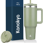 30 oz Tumbler with Handle and 2 Straws,2 in 1 Lid Insulated Water Bottle Stainless Steel Travel Coffee Mug,Blue Haze