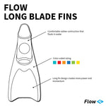 Flow Premium Rubber Long Fins for Swim and Lap Training - Youth Sizes for Kids, Young Men, and Women (XXS 1-3 (Orange))