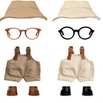 17cm Doll Clothes – 6-Piece Set, Hat + Overalls + Shirt + Camera + Glasses + Shoes, Cute and Premium Dolls Outfit Accessories (Black)