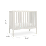 Newton Baby Galileo Mini Crib Solid Beech Wood with Wheels in Warm White, Mini Crib Mattress Included, Adjustable Mattress Height, Ultra-Safe Non-Toxic Finish