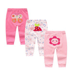 Unisex Newborn Baby Cotton 3-Pack Pants Embroidery Pringting Casual Leggings for Boys and Girls