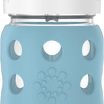 Lifefactory 8-Ounce Wide Neck Glass Baby Bottle with Protective Silicone Sleeve and Pivot Straw Cap, Denim (LG2241WDE4)