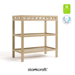 Storkcraft Morningside Changing Table (Driftwood) – GREENGUARD Gold Certified Baby Changing Table, Includes Waterproof Diaper Changing Pad, Easy 30-Minute Assembly, 2 Open Shelves for Storage