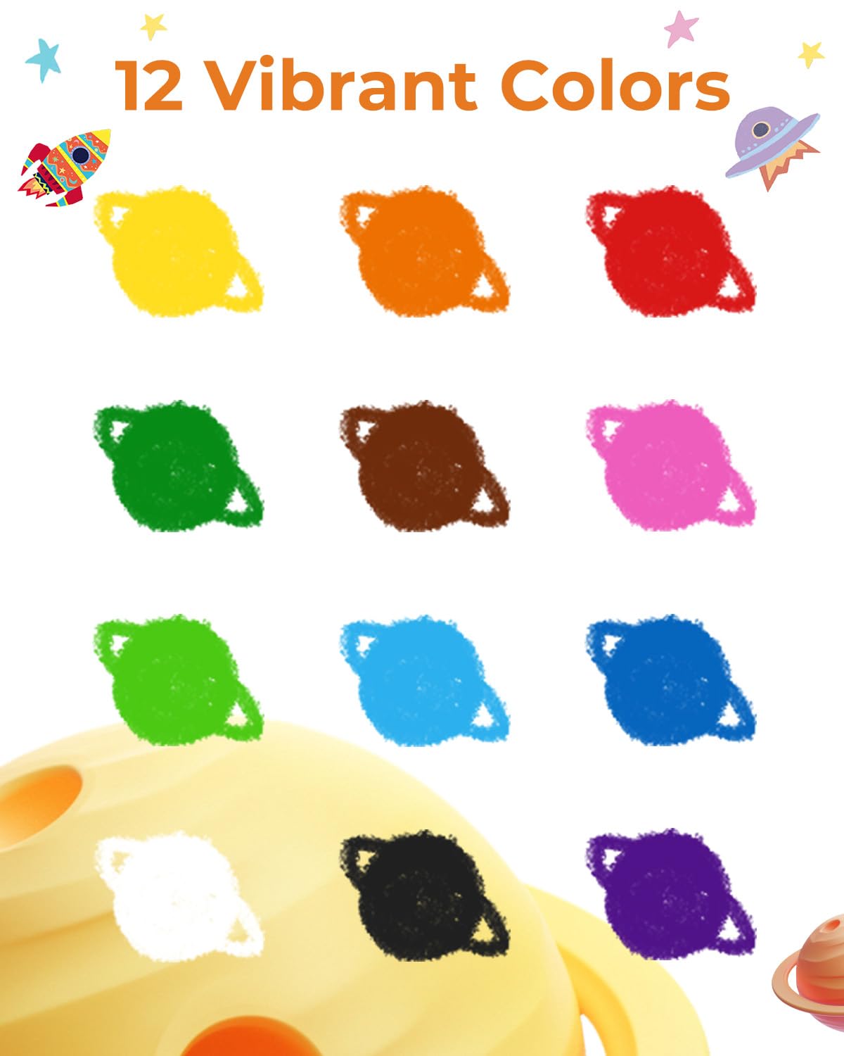 JUPITEARTH 12 Colors Twist Crayons for Toddlers 1-3, - Bath Crayons ...