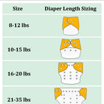 babygoal AWJ Cloth Diapers with Tummy Panel Pack of 7, 3 Diaper Cover with 3 Inserts and Wet Dry Bag, Adjustable Washable Reusable for Baby Girls and Boys
