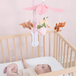 The Peanutshell Crib Mobile for Girls - Pink and White Musical Baby Crib Mobile with 12 Lullabies, Forest Baby Little Forest Nursery Decor