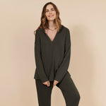 Motherhood Maternity Women's Long Sleeve V-Neck Scuba Pullover Nursing Hoodie, Deep Depths, X-Large