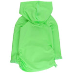 RuffleButts Girls UPF50+ Sun Protective Ruched Quarter-Zip Cover-Up - Neon Honeydew, 3-6m