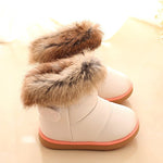 KVbabby Toddler boots Kids Snow Boots Girl's Warm Winter Boots Fur Lined Waterproof Boot PU Leather Non-slip,White,4.5 M US Toddler = Label 21