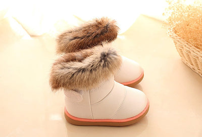 KVbabby Toddler boots Kids Snow Boots Girl's Warm Winter Boots Fur Lined Waterproof Boot PU Leather Non-slip,White,4.5 M US Toddler = Label 21
